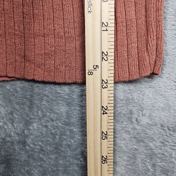 Club Monaco Sweater Womens Small Cedar Brown Wool Blend Preppy Wide Rib Pullover - Picture 7 of 7
